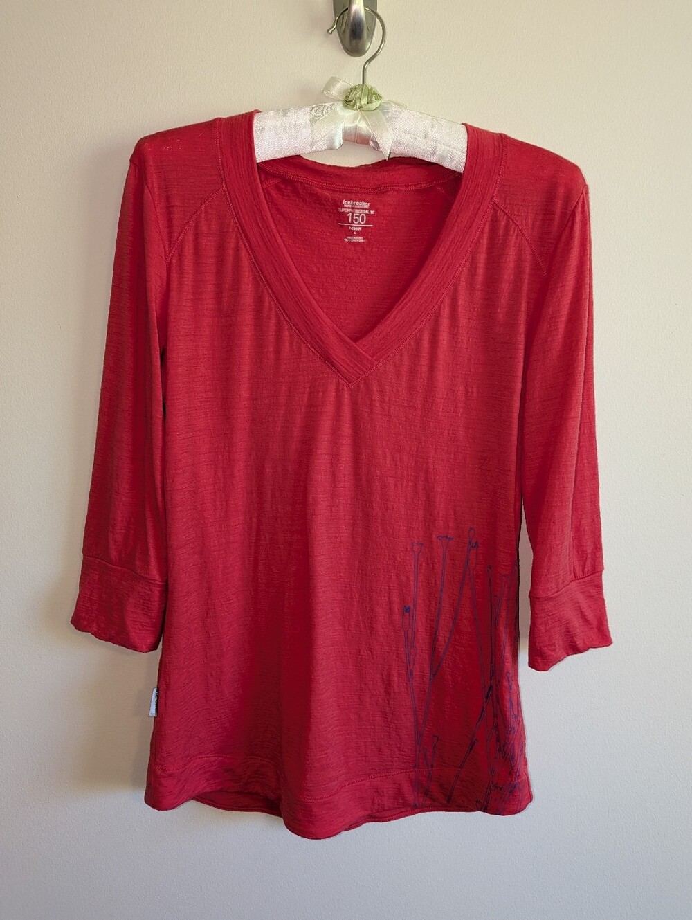 Icebreaker Orange/Coral V-Neck 3/4 Length Sleeve Tee